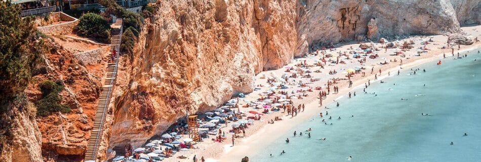 Quiet Porto Katsiki Beach scenery in Lefkada outside peak season