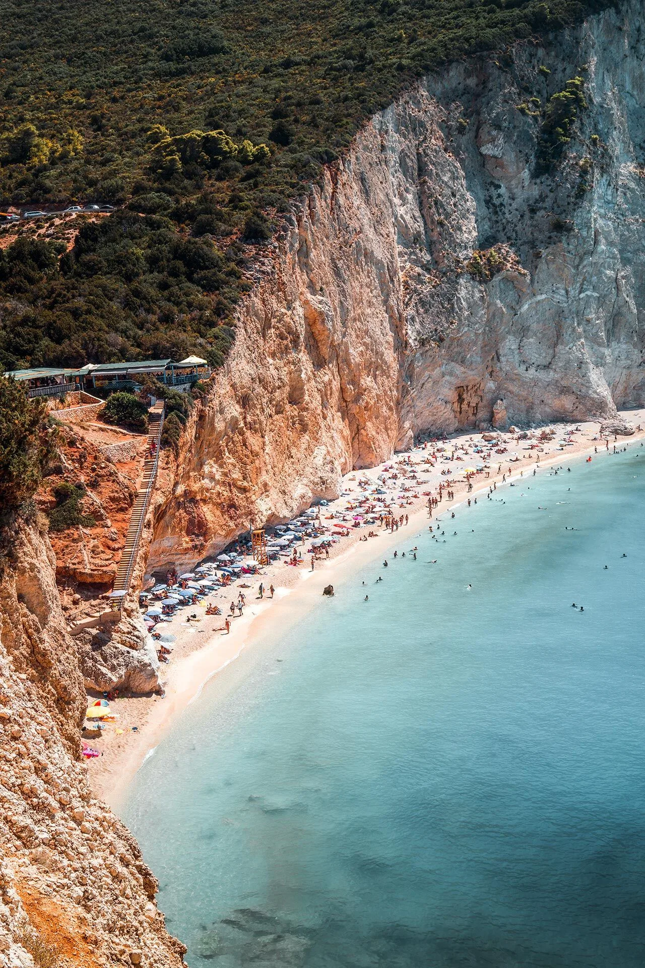 Clear weather over Porto Katsiki Beach and the Ionian Sea