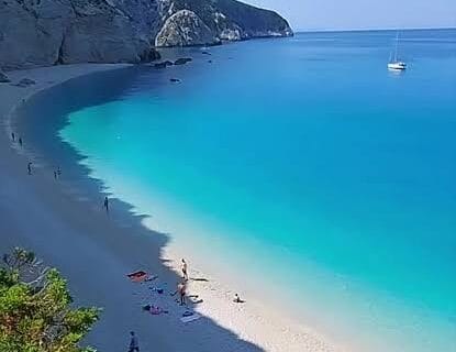 Turquoise sea and cliffs near Porto Katsiki Beach in Lefkada