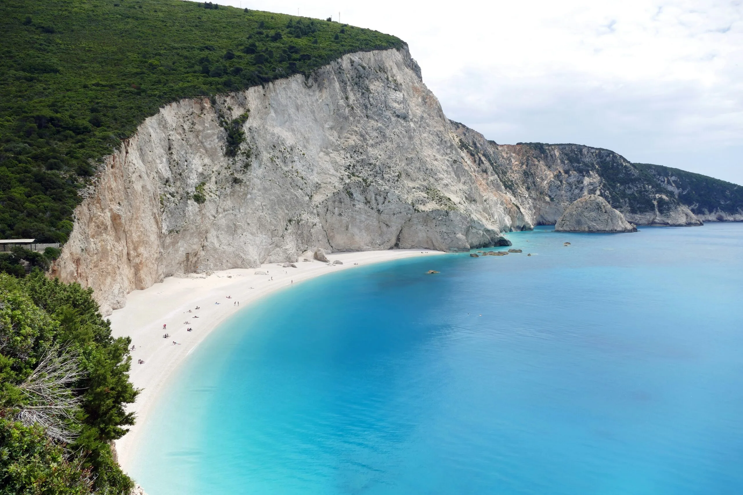 Cliff and turquoise water at Porto Katsiki Beach in Lefkada