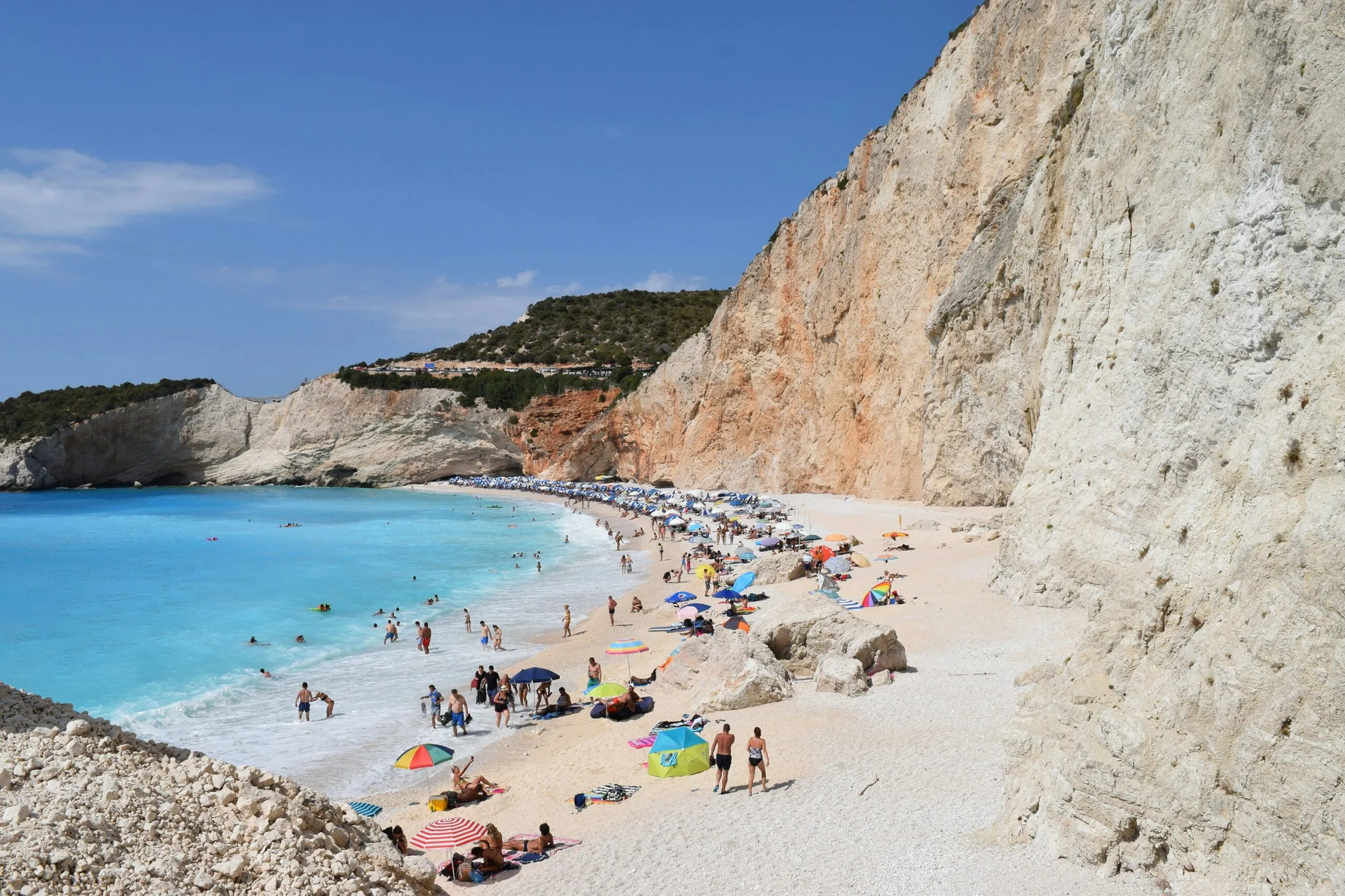 Lefkada west coast scenery near Porto Katsiki restaurants and villages