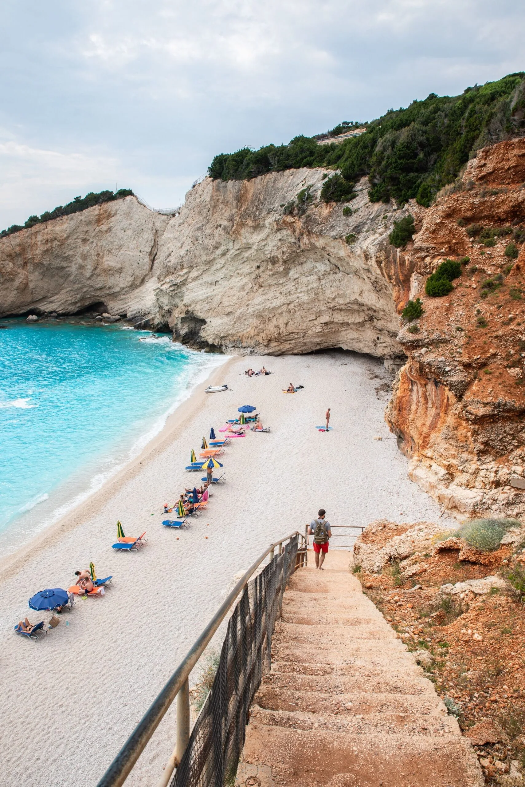 Parking and access area above Porto Katsiki Beach in Lefkada